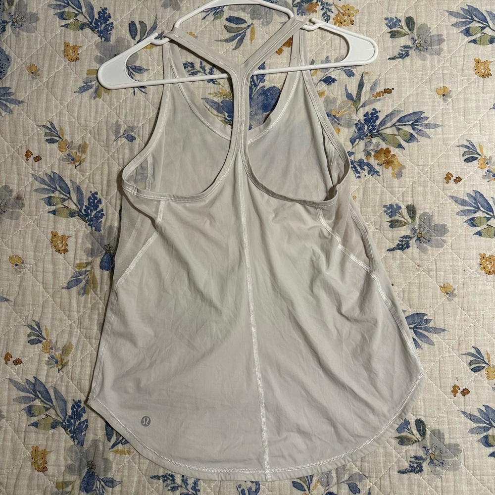 Lululemon White / Mesh V cut Tank Top